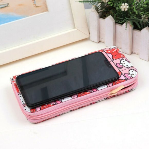 Sweet Kawaii Hello Kitty Round Zip Wallet Pink Fits iphone in Bag Purse Clutch - Picture 2 of 4